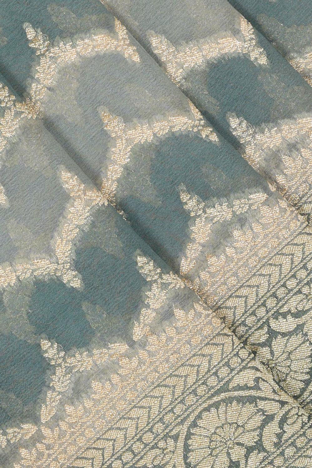 Image of Banarasi Georgette Greenish Grey Saree